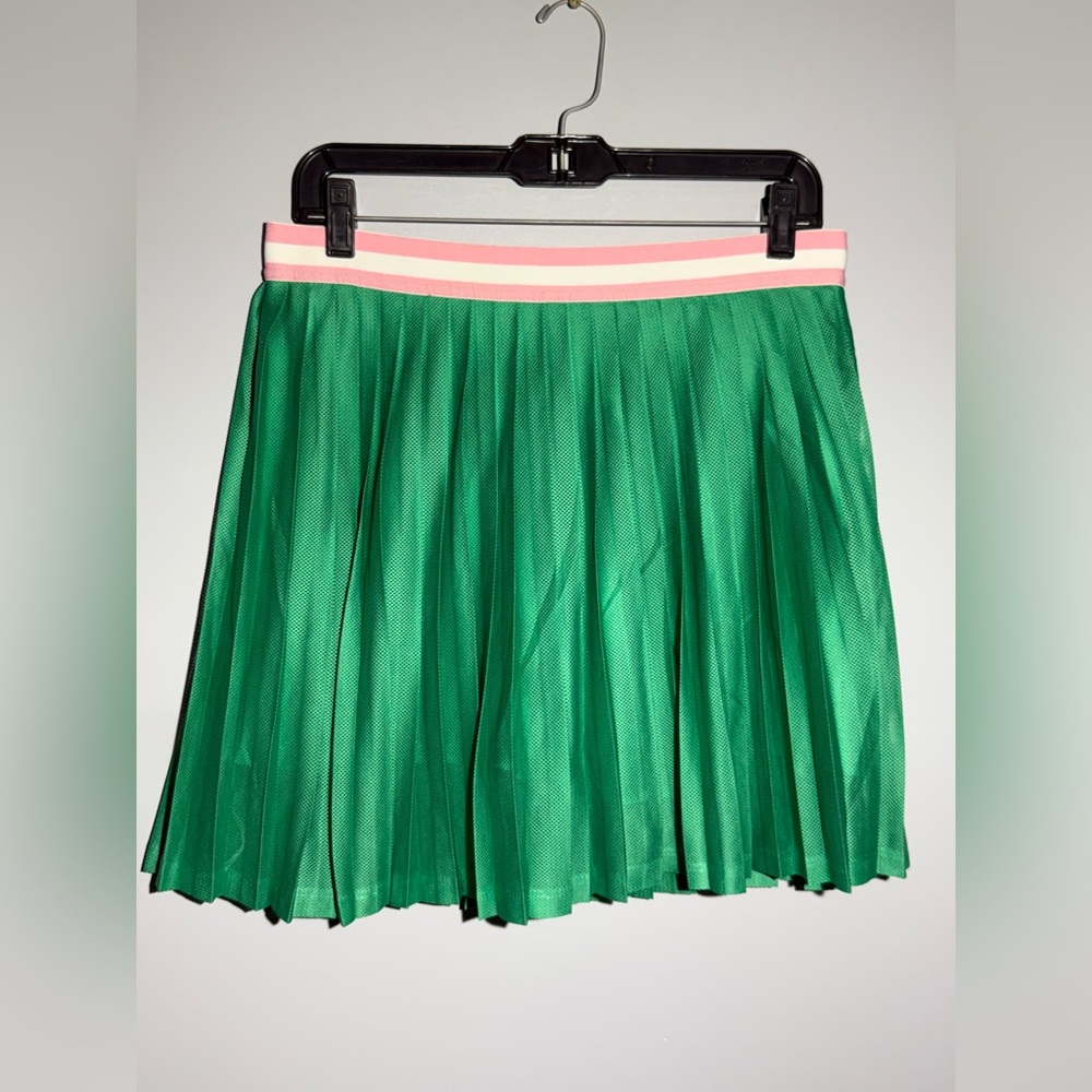 J. Crew Green Mini Skirt with Pink‎ Accent